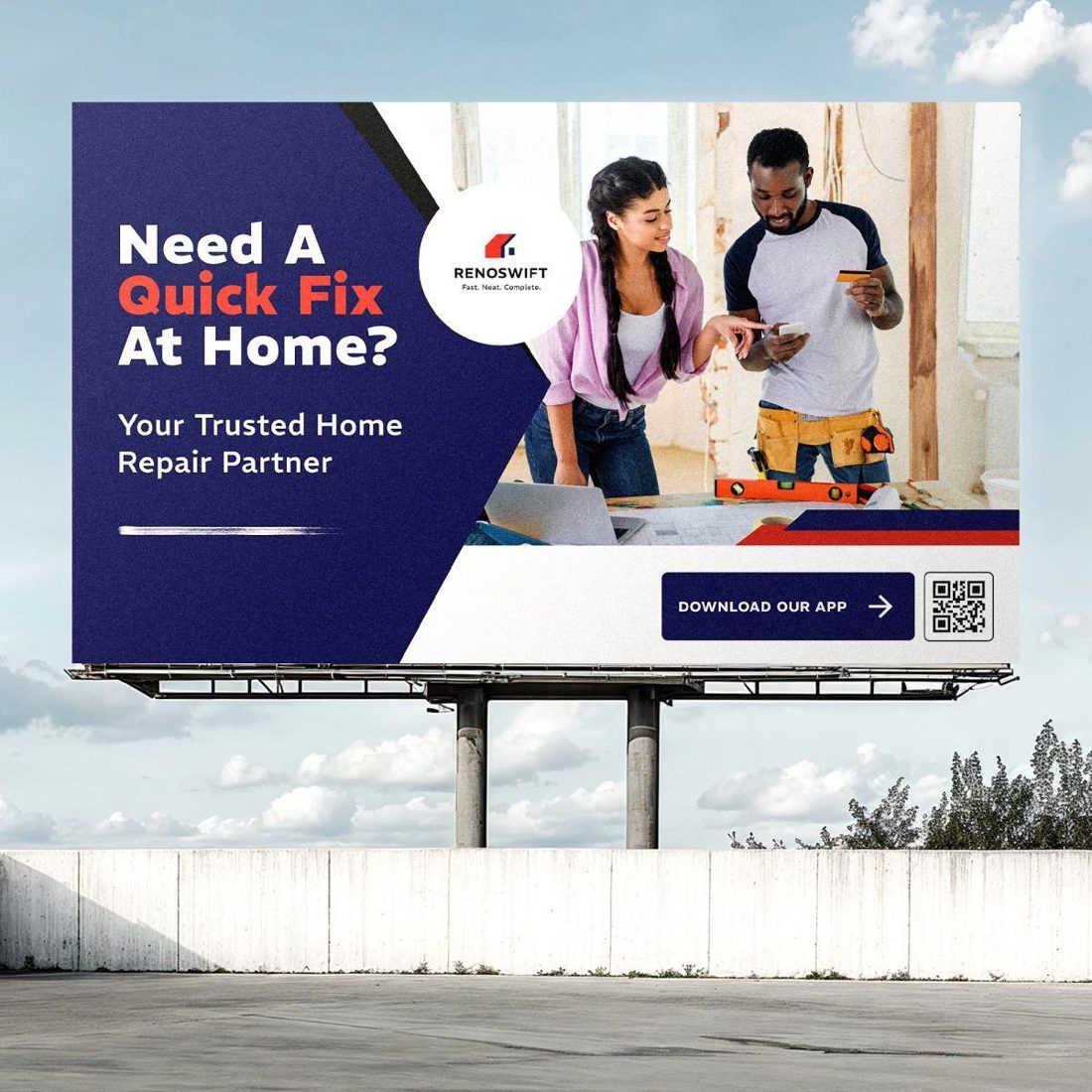 Home repair billboard creative: Need a quick fix at home?