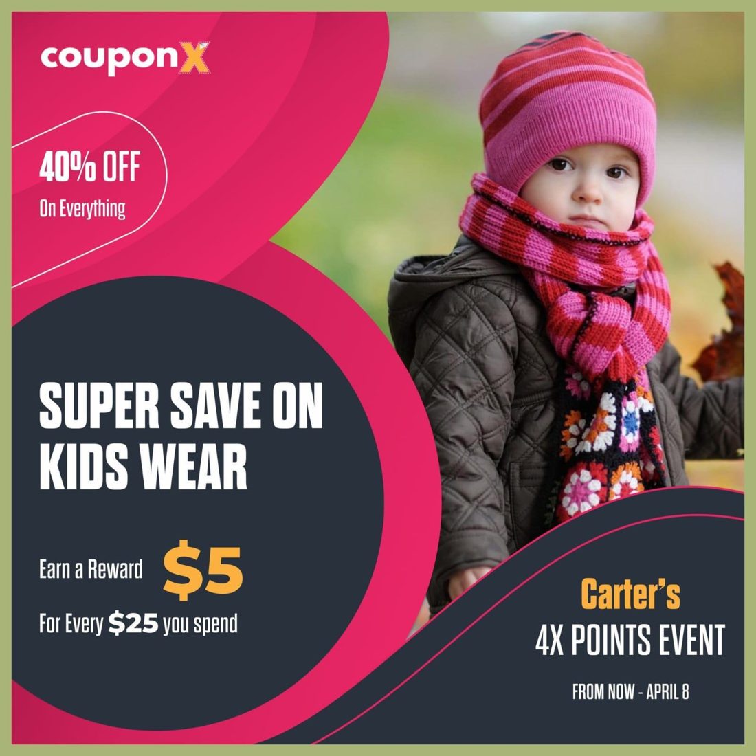Kids wear super save promotional creative with 40 percent off